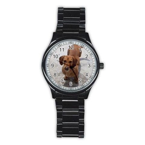 Weiner Dog Stainless Steel Round Watch from ArtsNow.com Front