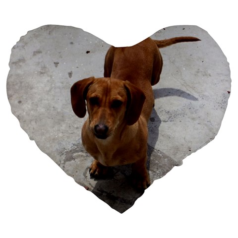 Weiner Dog Large 19  Premium Flano Heart Shape Cushion from ArtsNow.com Front