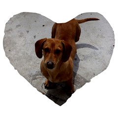 Weiner Dog Large 19  Premium Flano Heart Shape Cushion from ArtsNow.com Front