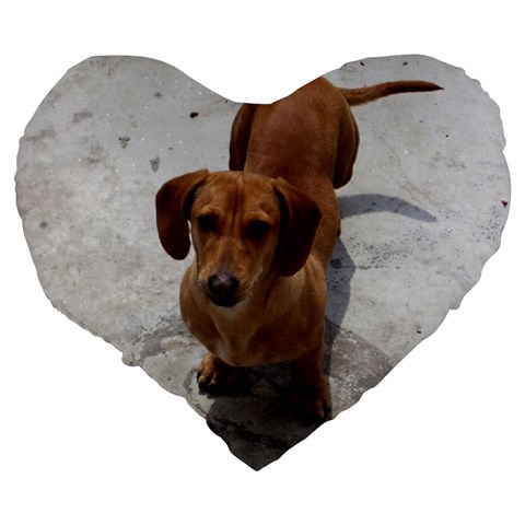 Weiner Dog Large 19  Premium Flano Heart Shape Cushion from ArtsNow.com Back