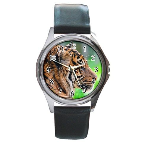 Tiger Round Metal Watch from ArtsNow.com Front