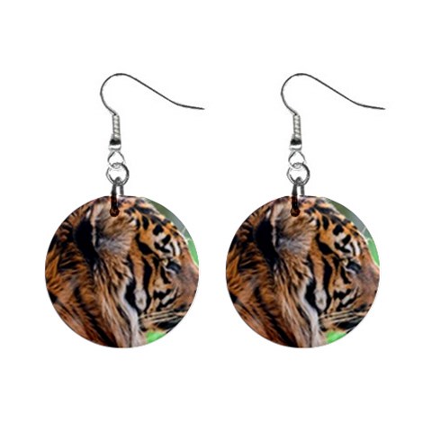 Tiger 1  Button Earrings from ArtsNow.com Front