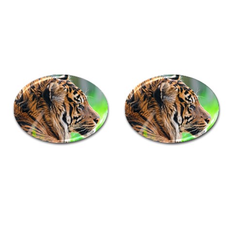 Tiger Cufflinks (Oval) from ArtsNow.com Front(Pair)