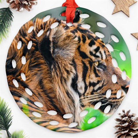 Tiger Round Filigree Ornament (Two Sides) from ArtsNow.com Front