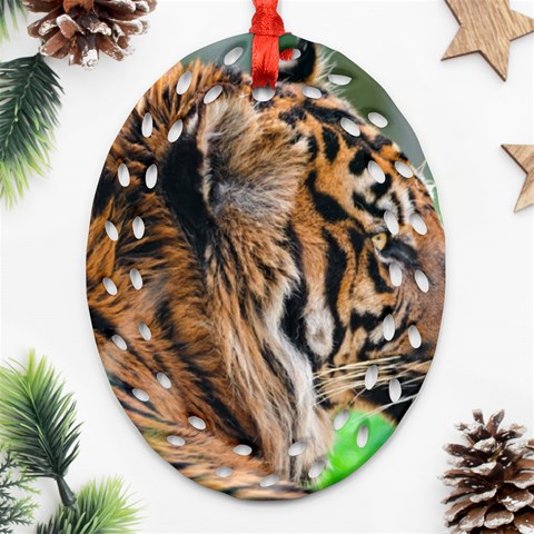 Tiger Oval Filigree Ornament (Two Sides) from ArtsNow.com Front