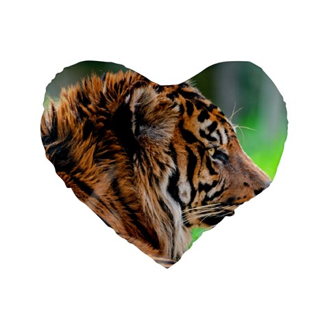 Tiger Standard 16  Premium Flano Heart Shape Cushion  from ArtsNow.com Front