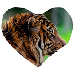 Tiger Large 19  Premium Flano Heart Shape Cushion