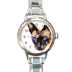 Siamese Cat Round Italian Charm Watch