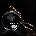 Siamese Cat Clover 3D Engraving Circle Key Chain