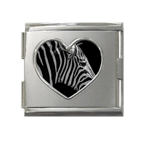 Zebra 3 Mega Link Heart Italian Charm (18mm) from ArtsNow.com Front