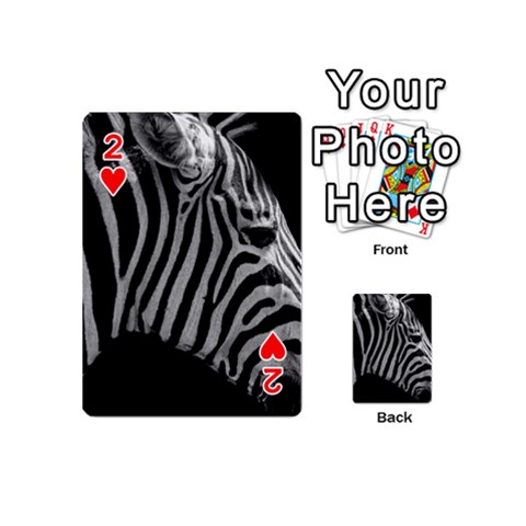 Zebra 3 Playing Cards 54 (Mini) from ArtsNow.com Front - Heart2