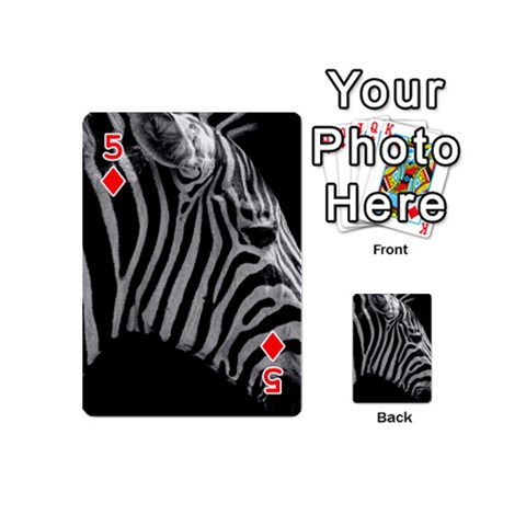 Zebra 3 Playing Cards 54 (Mini) from ArtsNow.com Front - Diamond5
