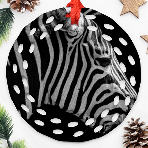 Zebra 3 Round Filigree Ornament (Two Sides) from ArtsNow.com Front