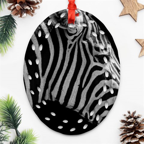Zebra 3 Oval Filigree Ornament (Two Sides) from ArtsNow.com Front