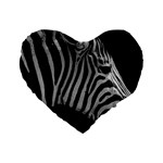 Zebra 3 Standard 16  Premium Flano Heart Shape Cushion 