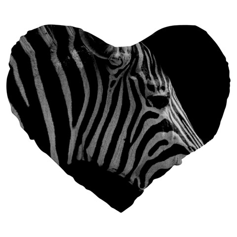 Zebra 3 Large 19  Premium Flano Heart Shape Cushion from ArtsNow.com Front