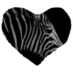 Zebra 3 Large 19  Premium Flano Heart Shape Cushion