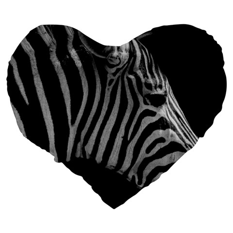 Zebra 3 Large 19  Premium Flano Heart Shape Cushion from ArtsNow.com Back