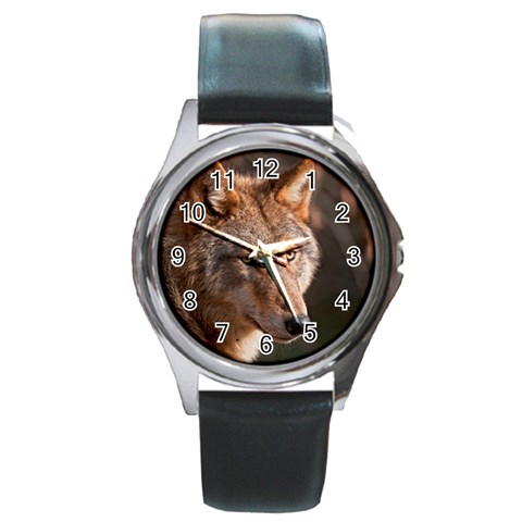 Wolf Round Metal Watch from ArtsNow.com Front