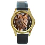 Wolf Round Gold Metal Watch