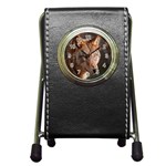 Wolf Pen Holder Desk Clock
