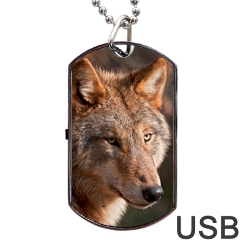 Wolf Dog Tag USB Flash (One Side) from ArtsNow.com Front