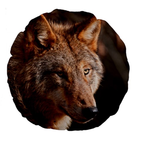 Wolf Large 18  Premium Round Cushion  from ArtsNow.com Front