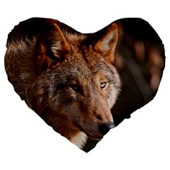 Wolf Large 19  Premium Heart Shape Cushion from ArtsNow.com Front