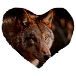Wolf Large 19  Premium Heart Shape Cushion