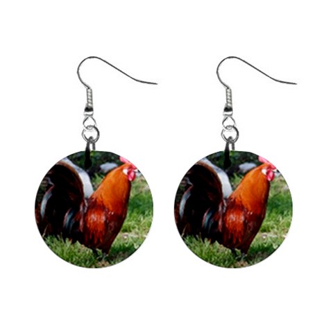 Rooster 1  Button Earrings from ArtsNow.com Front