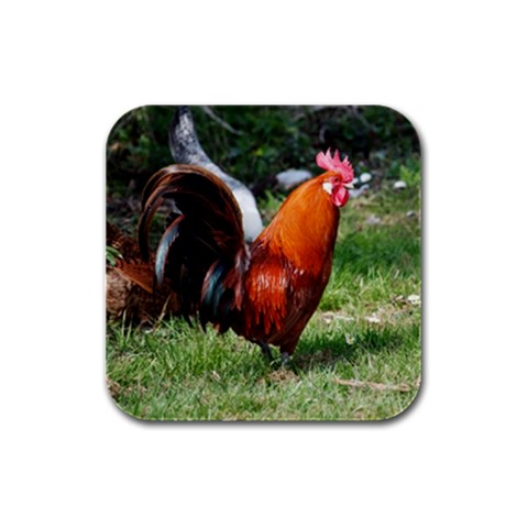 Rooster Rubber Square Coaster (4 pack) from ArtsNow.com Front