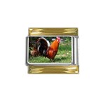 Rooster Gold Trim Italian Charm (9mm)