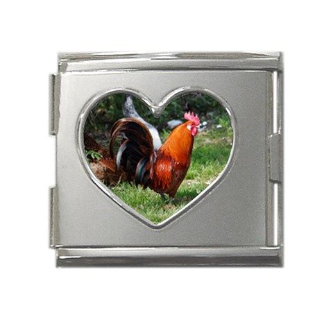 Rooster Mega Link Heart Italian Charm (18mm) from ArtsNow.com Front