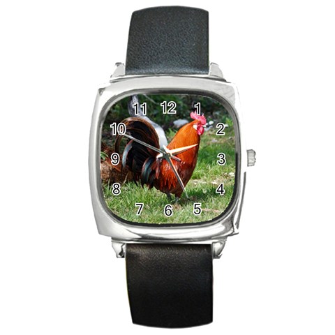 Rooster Square Metal Watch from ArtsNow.com Front