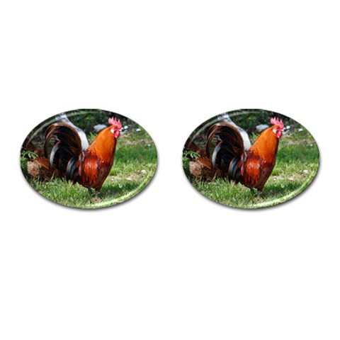 Rooster Cufflinks (Oval) from ArtsNow.com Front(Pair)