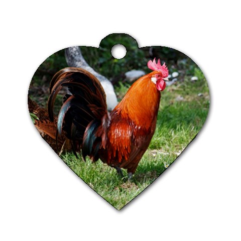 Rooster Dog Tag Heart (One Side) from ArtsNow.com Front