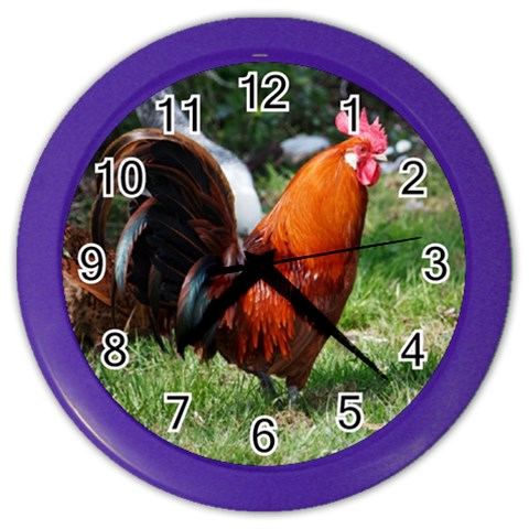 Rooster Color Wall Clock from ArtsNow.com Front