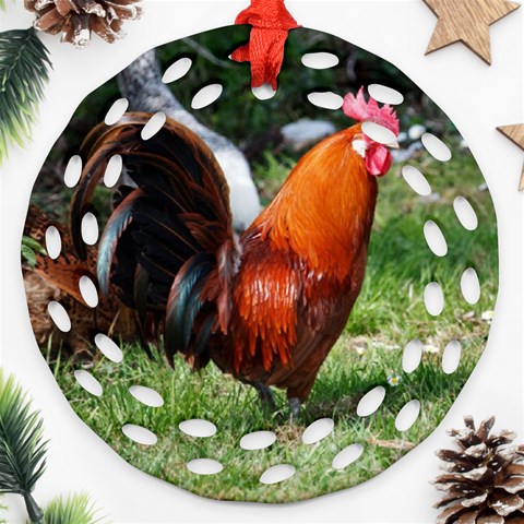 Rooster Round Filigree Ornament (Two Sides) from ArtsNow.com Front