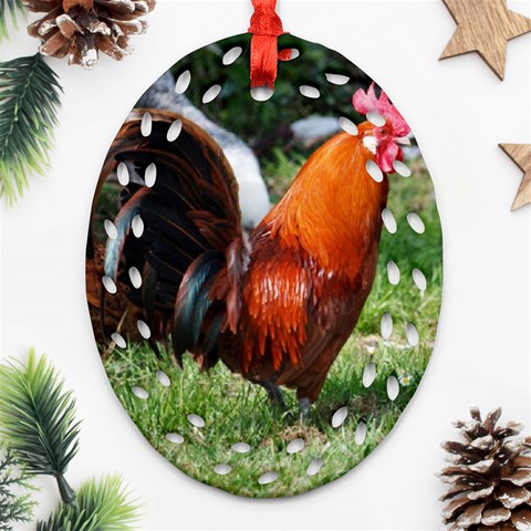 Rooster Oval Filigree Ornament (Two Sides) from ArtsNow.com Front