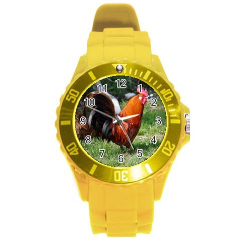 Rooster Round Plastic Sport Watch (L) from ArtsNow.com Front
