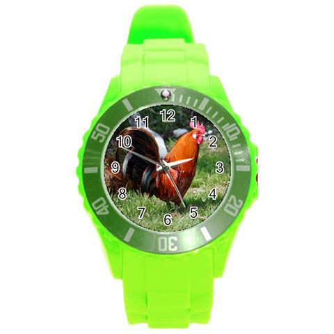 Rooster Round Plastic Sport Watch (L) from ArtsNow.com Front