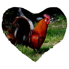Rooster Large 19  Premium Heart Shape Cushion from ArtsNow.com Front