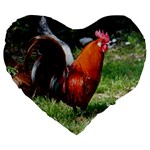 Rooster Large 19  Premium Heart Shape Cushion