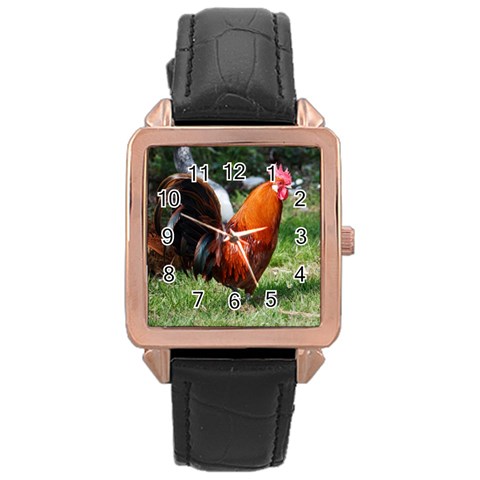 Rooster Rose Gold Leather Watch  from ArtsNow.com Front