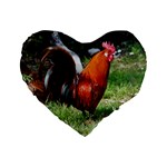 Rooster Standard 16  Premium Flano Heart Shape Cushion 