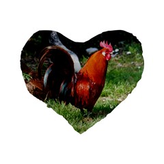 Rooster Standard 16  Premium Flano Heart Shape Cushion  from ArtsNow.com Back