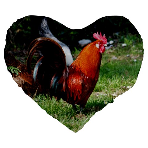 Rooster Large 19  Premium Flano Heart Shape Cushion from ArtsNow.com Front