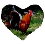 Rooster Large 19  Premium Flano Heart Shape Cushion