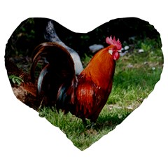 Rooster Large 19  Premium Flano Heart Shape Cushion from ArtsNow.com Back