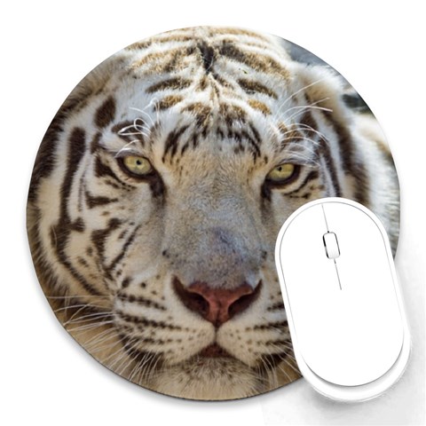 White Tiger 2 Round Mousepad from ArtsNow.com Front